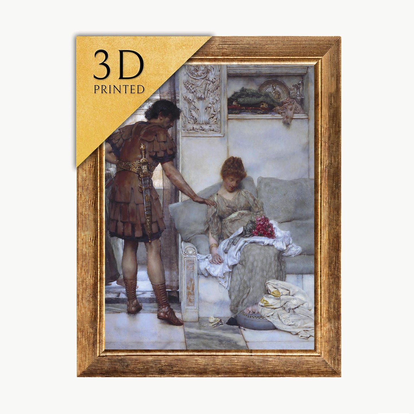 Lawrence Alma Tadema 3D Print: A Silent Greeting, Textured Oil Painting Replica