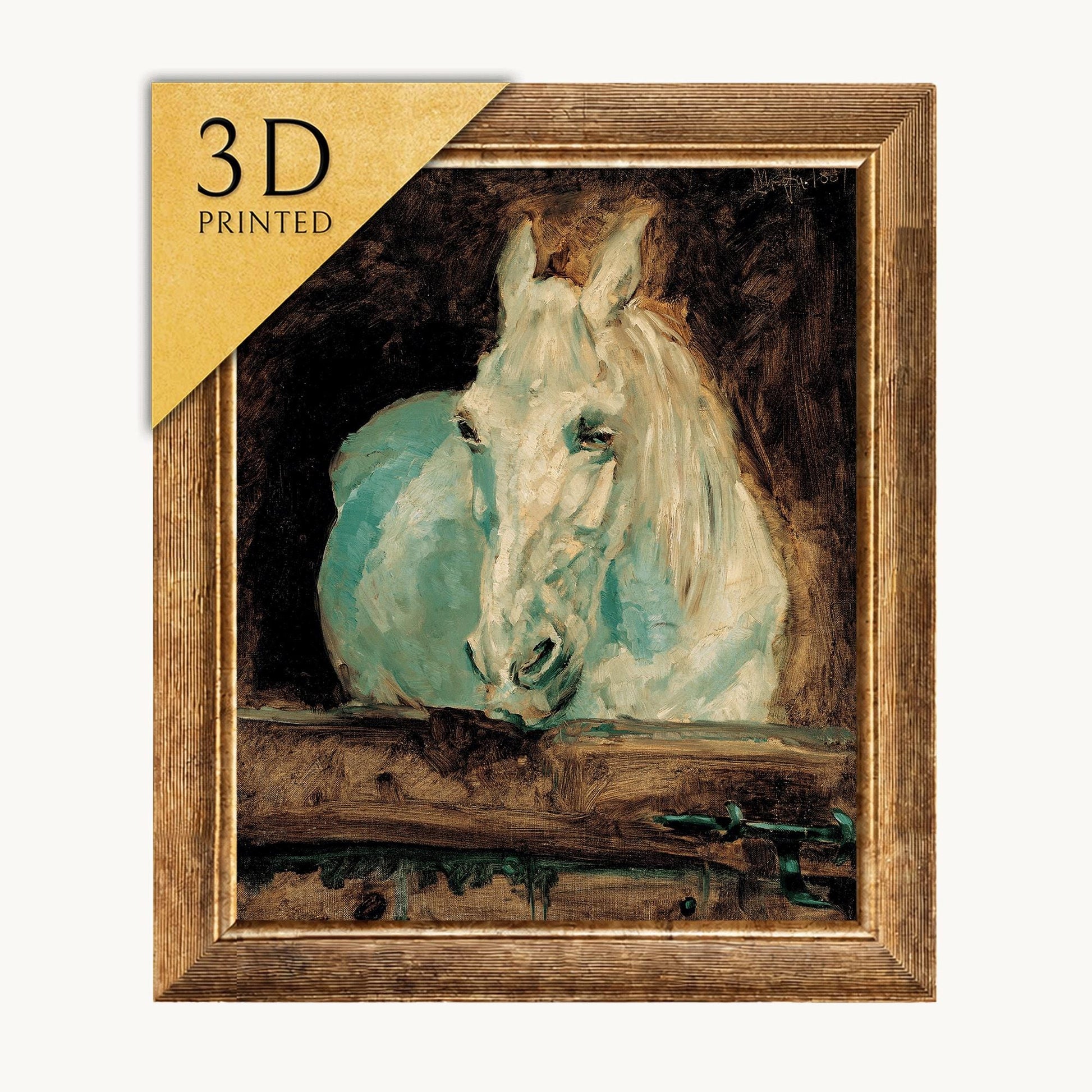 Toulouse Lautrec White Horse Gazelle 3D Print: Textured Oil Painting Replica