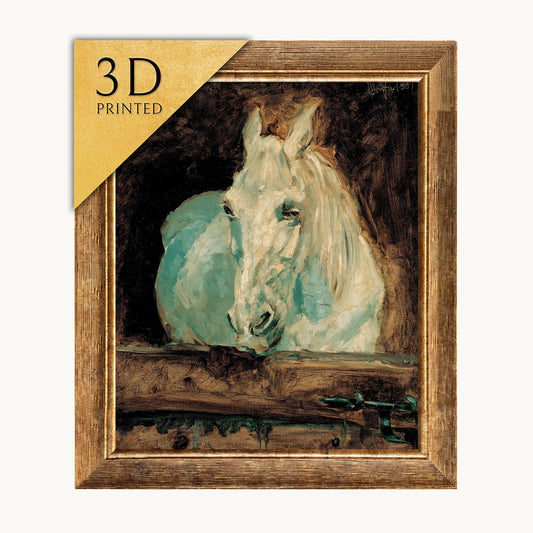 Toulouse Lautrec White Horse Gazelle 3D Print: Textured Oil Painting Replica