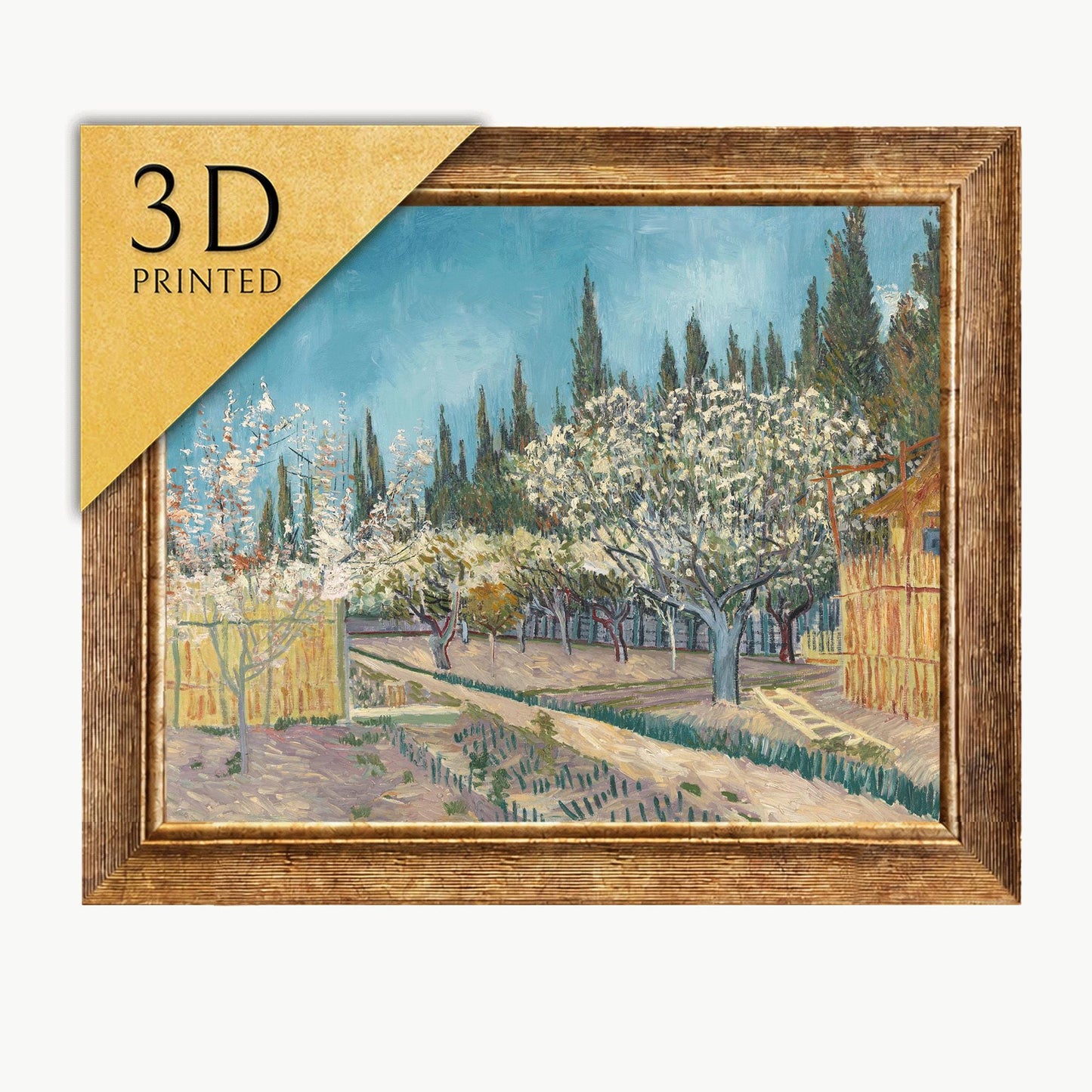 Van Gogh 'Orchard with Cypresses' 3D Textured Print