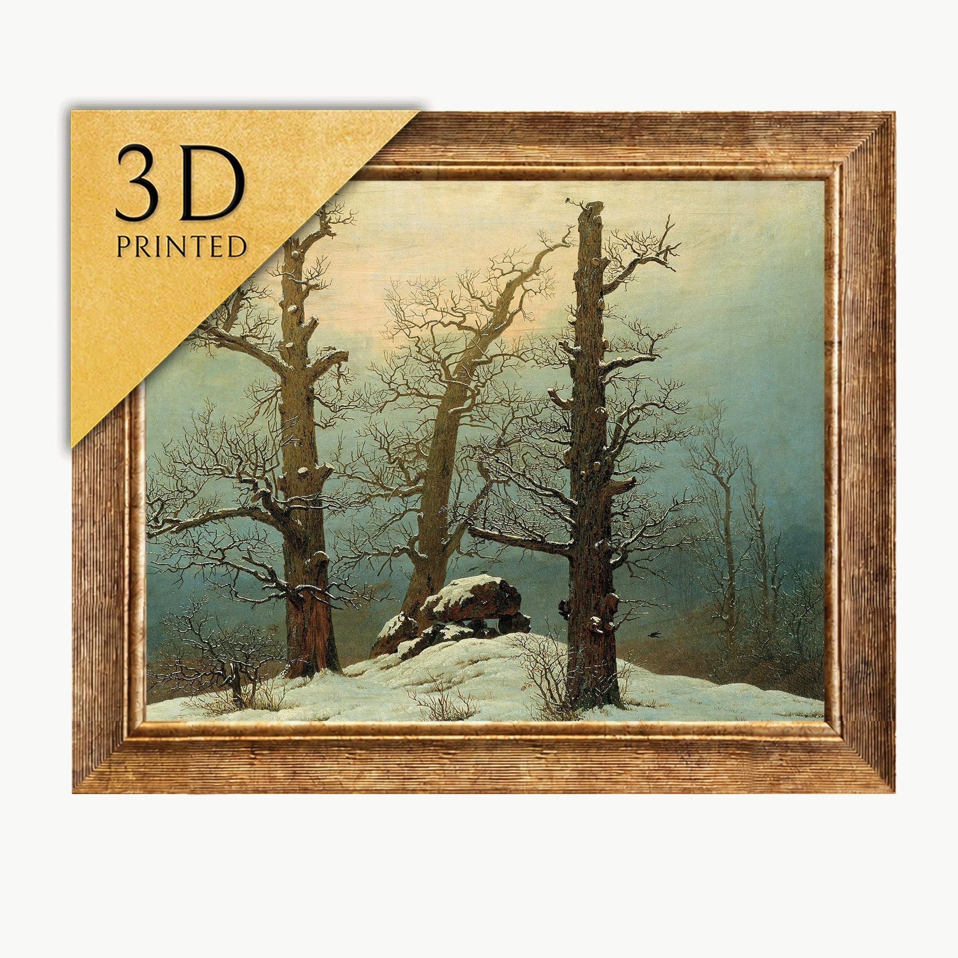 Cairn in Snow by Caspar David Friedrich: 3D Textured Print