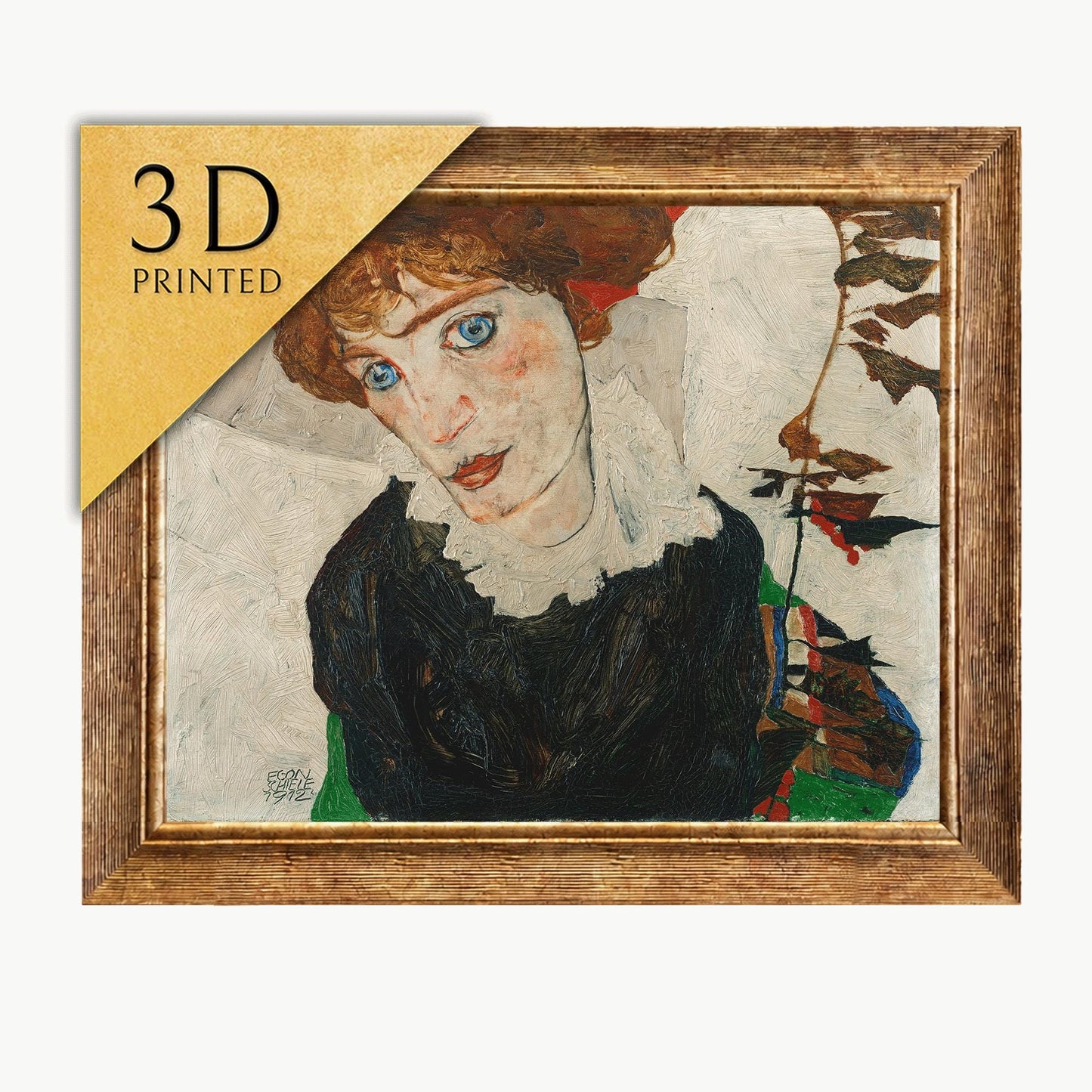 Egon Schiele Portrait of Wally Neuzil: 3D Printed Textured Art