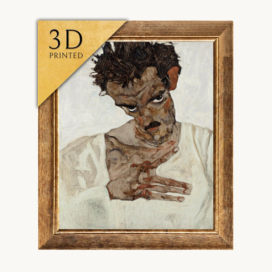 Egon Schiele Self Portrait: 3D Textured Oil Painting Reproduction