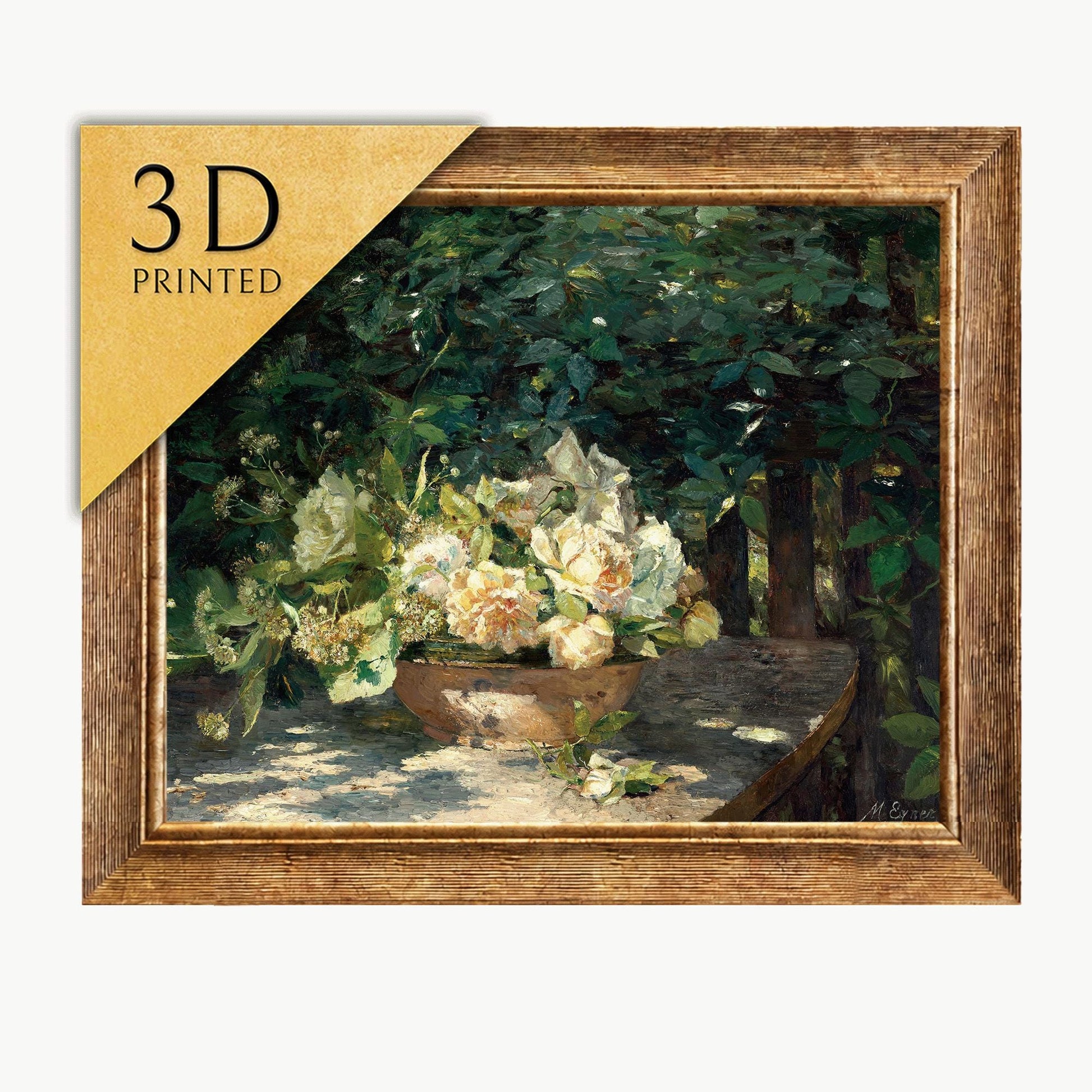 Marie Egner 'In der Laube' 3D Textured Print: Floral Still Life