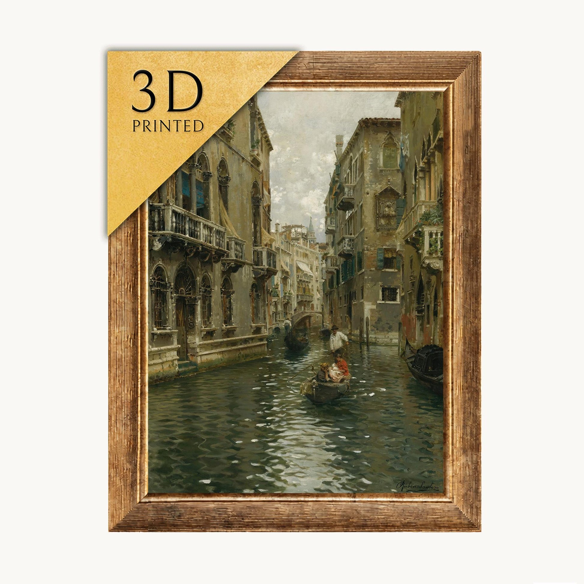 Rubens Santoro Venetian Canal 3D Print: Textured Oil Painting Replica