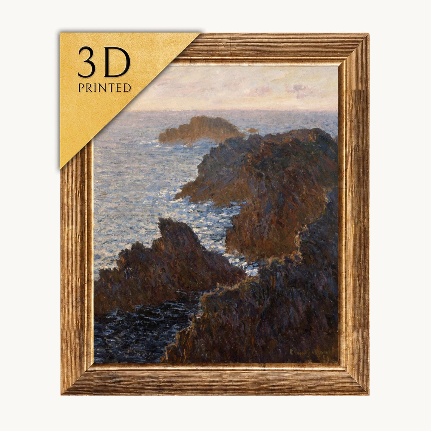 Monet Rocks at Belle Isle 3D Print: Textured Impressionist Art
