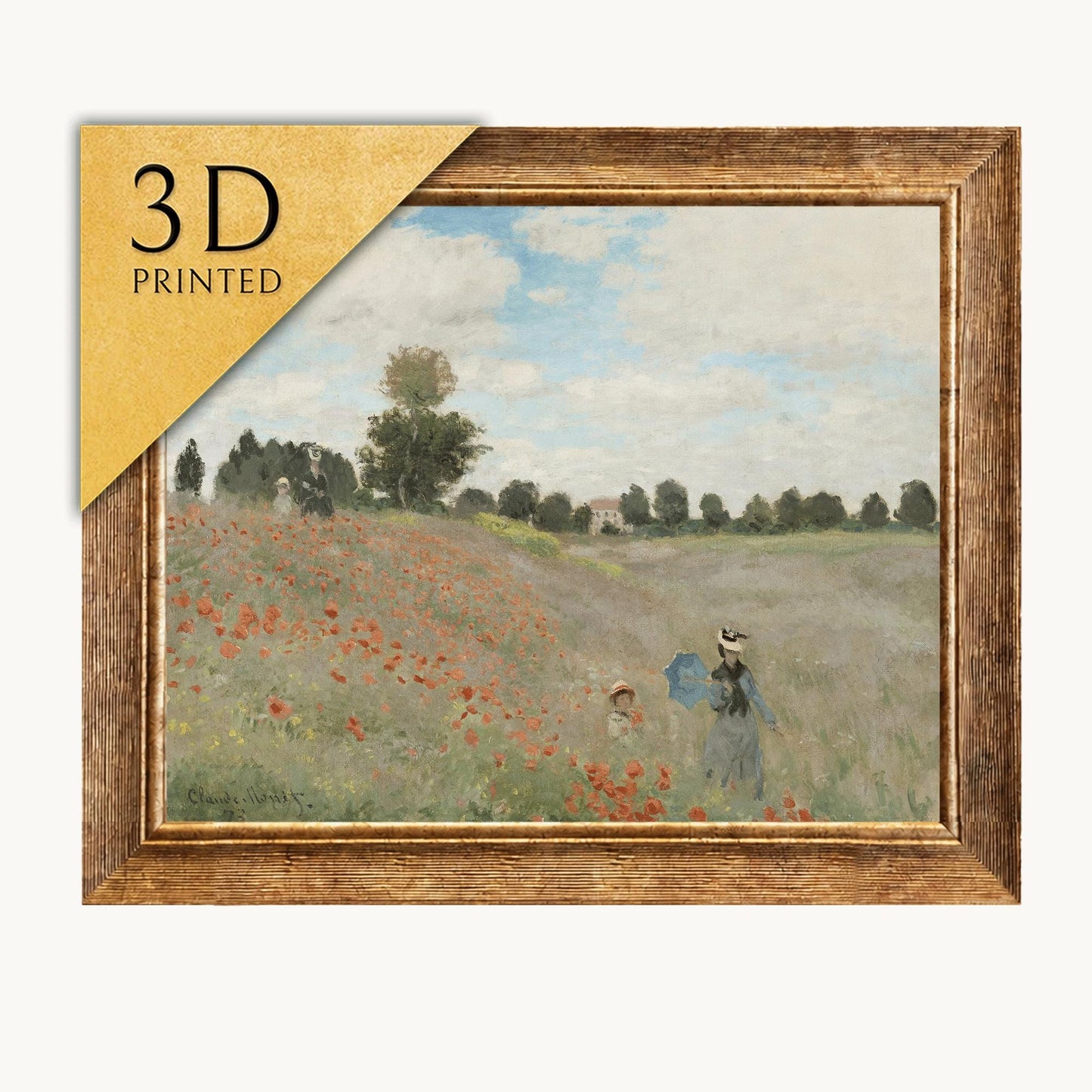 Claude Monet Poppy Field 3D Textured Print: Museum Quality Art