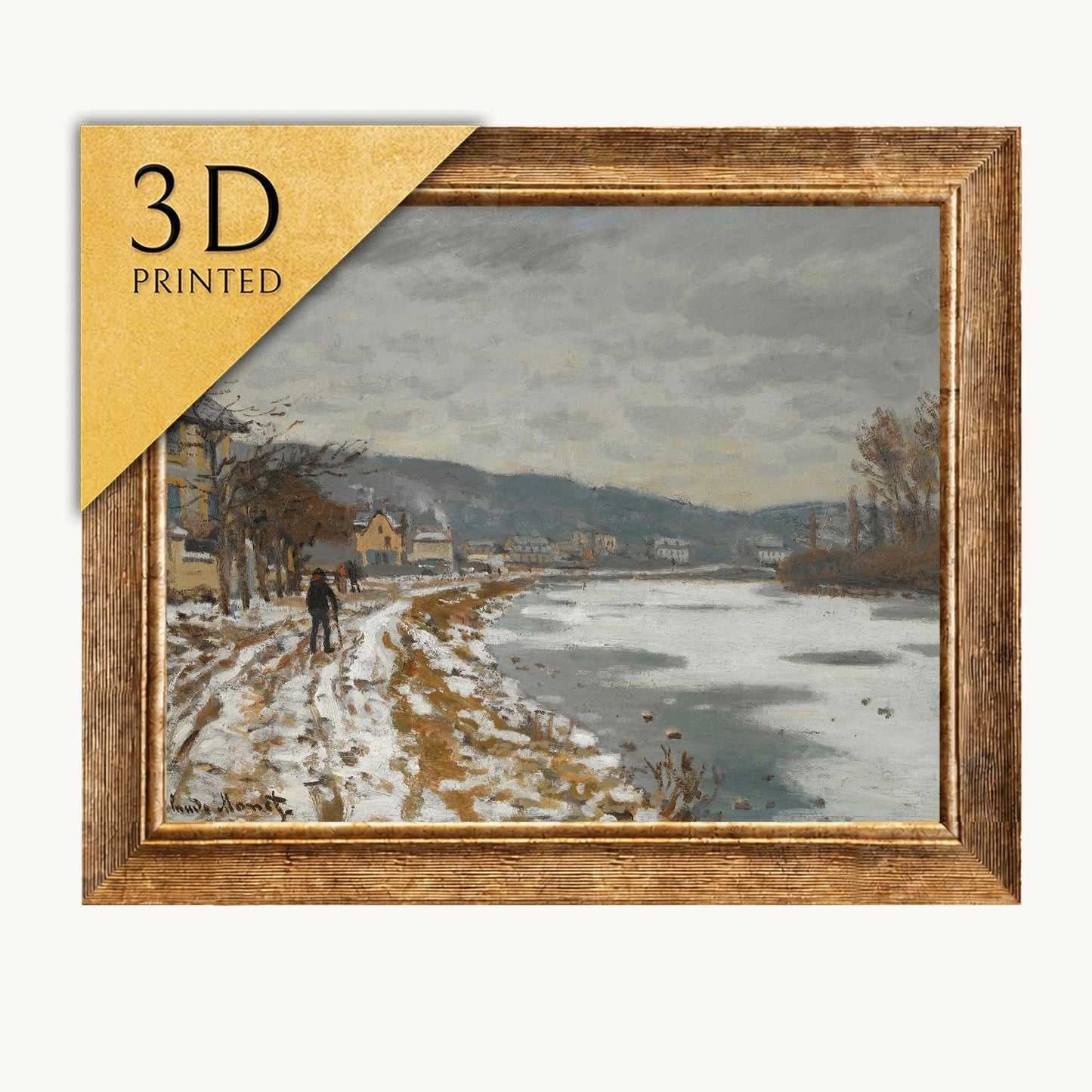 Claude Monet La Seine A Bougival: 3D Textured Impressionist Print