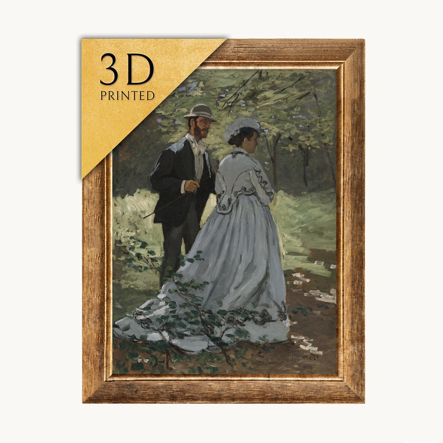 Claude Monet - Bazille and Camille - 3D Printed Textured Oil Painting