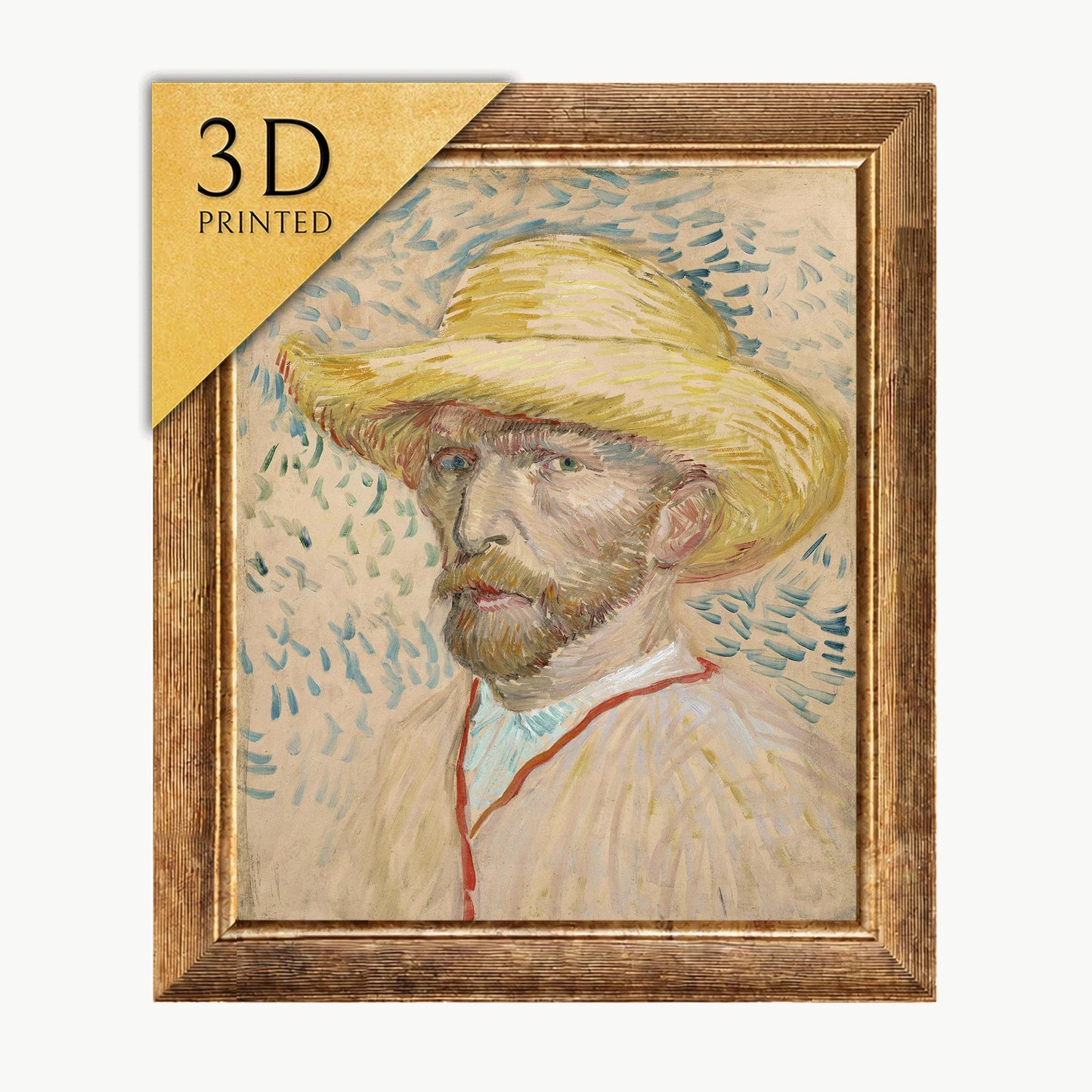 Van Gogh Self Portrait with Straw Hat: 3D Textured Print