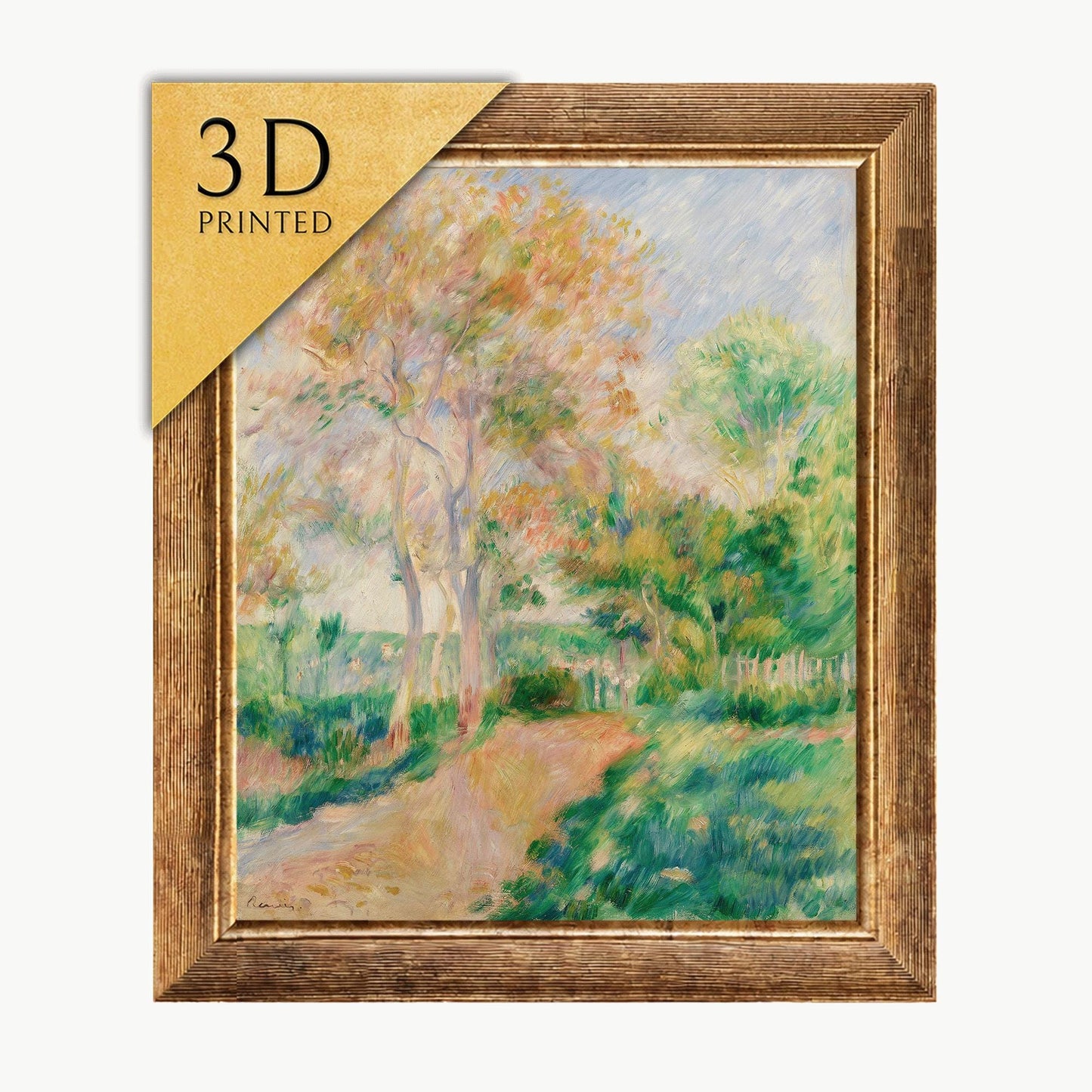 Renoir Autumn Landscape 3D Print: Textured Impressionist Art