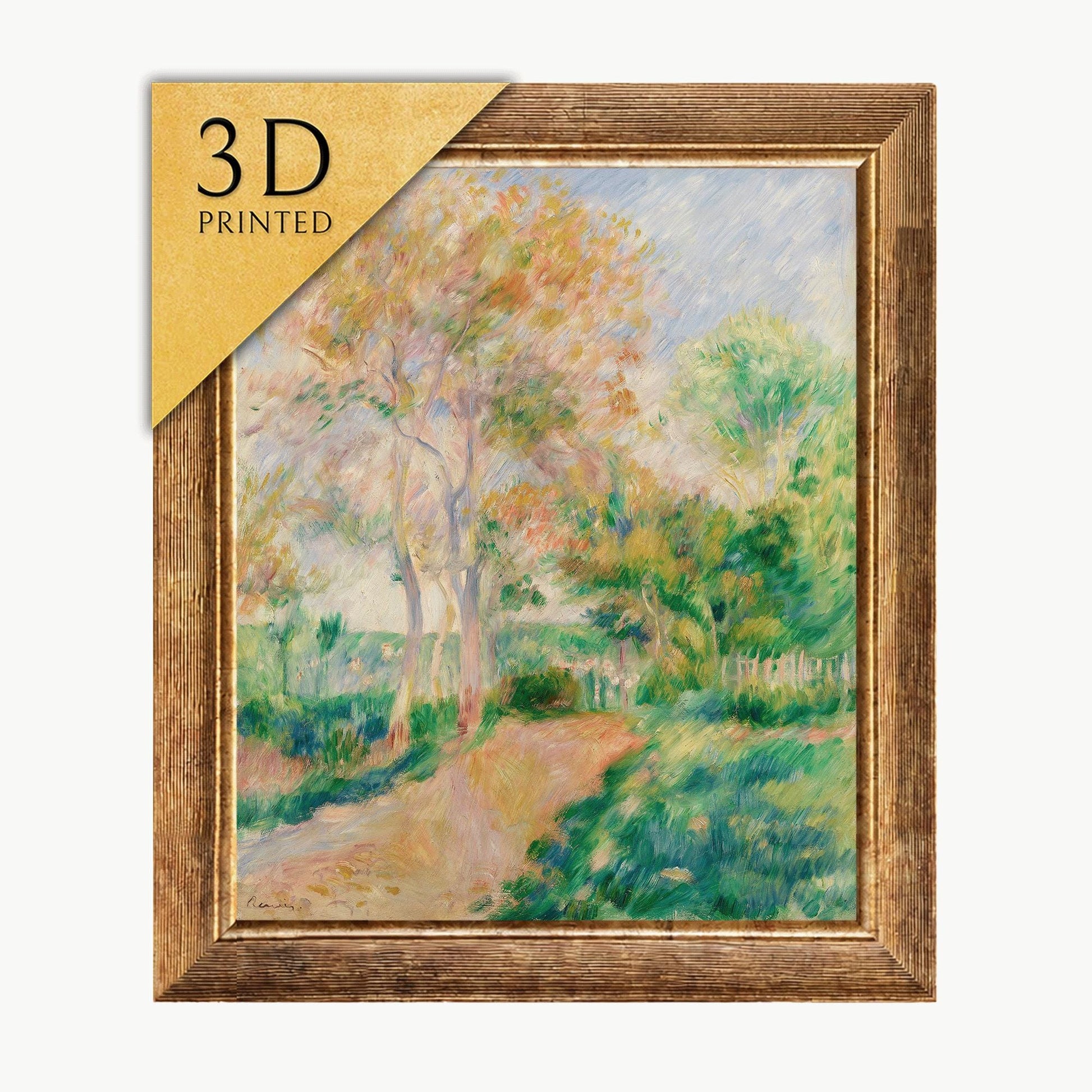Renoir Autumn Landscape 3D Print: Textured Impressionist Art