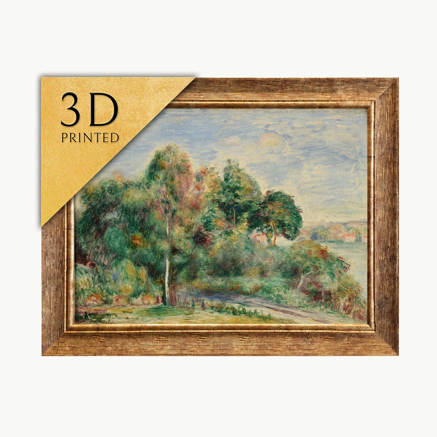 Renoir Landscape 3D Print: Textured Impressionist Art