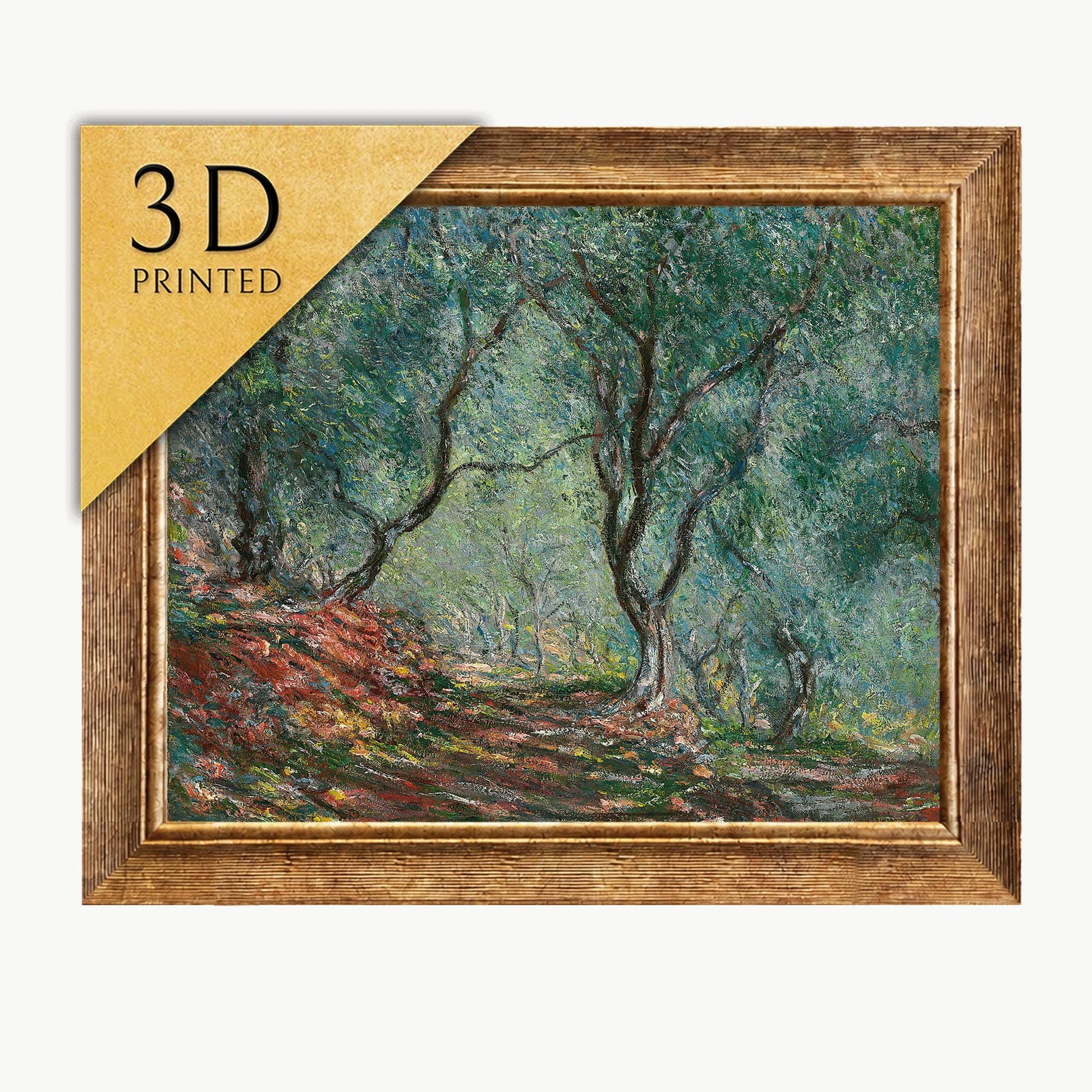 Monet Olive Trees Painting: 3D Textured Print