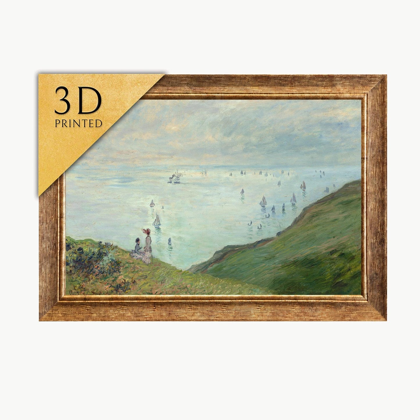 Cliffs at Pourville by Monet: 3D Textured Art Print