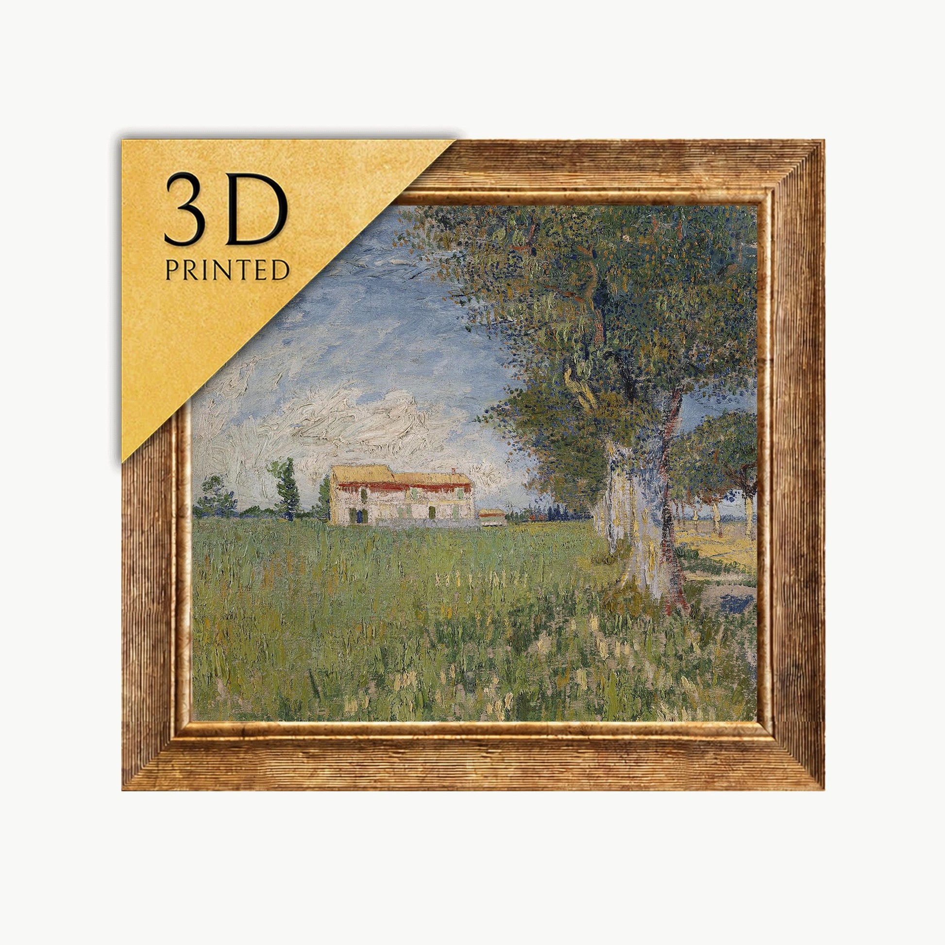 Monet Farmhouse Wheat Field 3D Print: Textured Impressionist Art