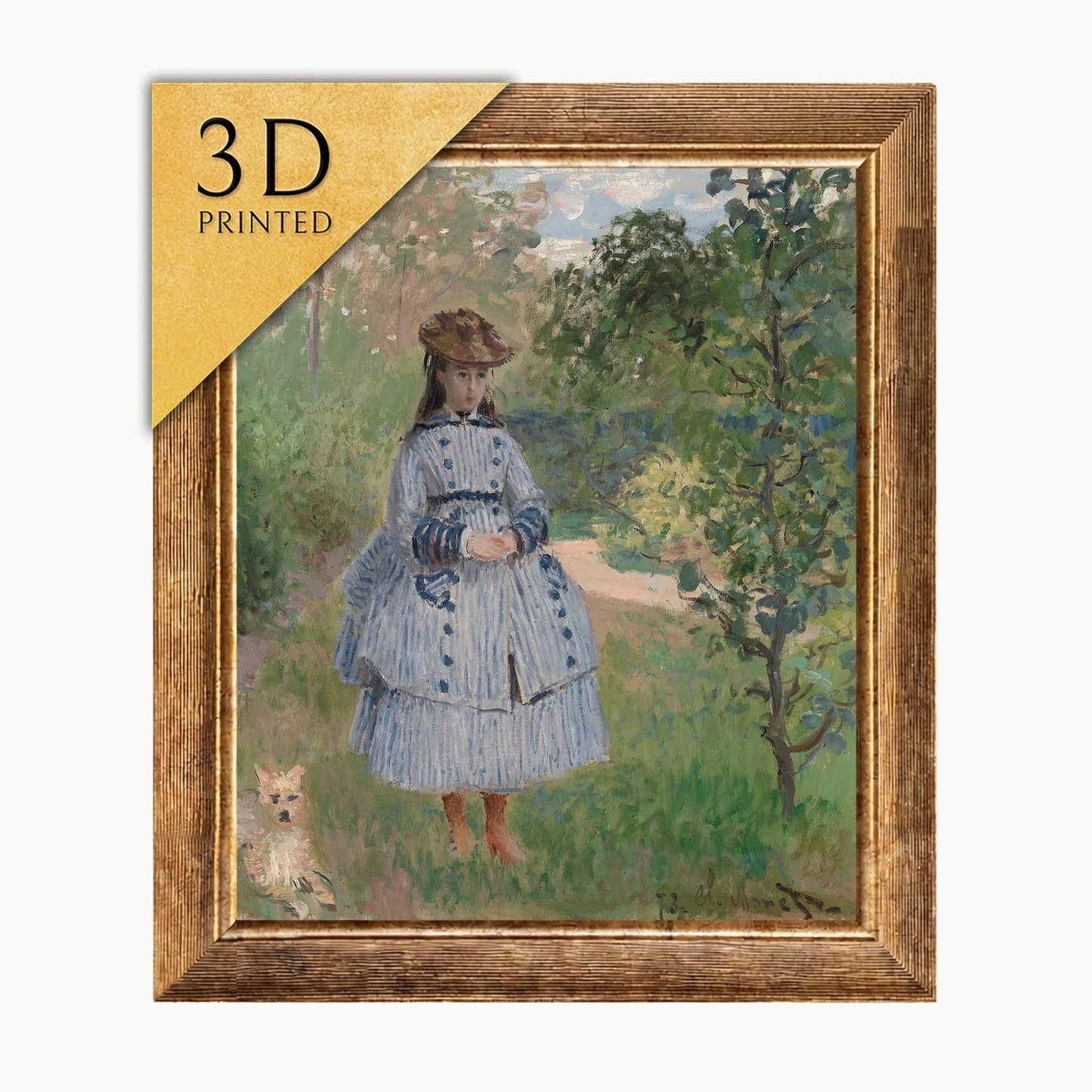 Monet 'Girl with Dog' 3D Print: Textured Brushstrokes
