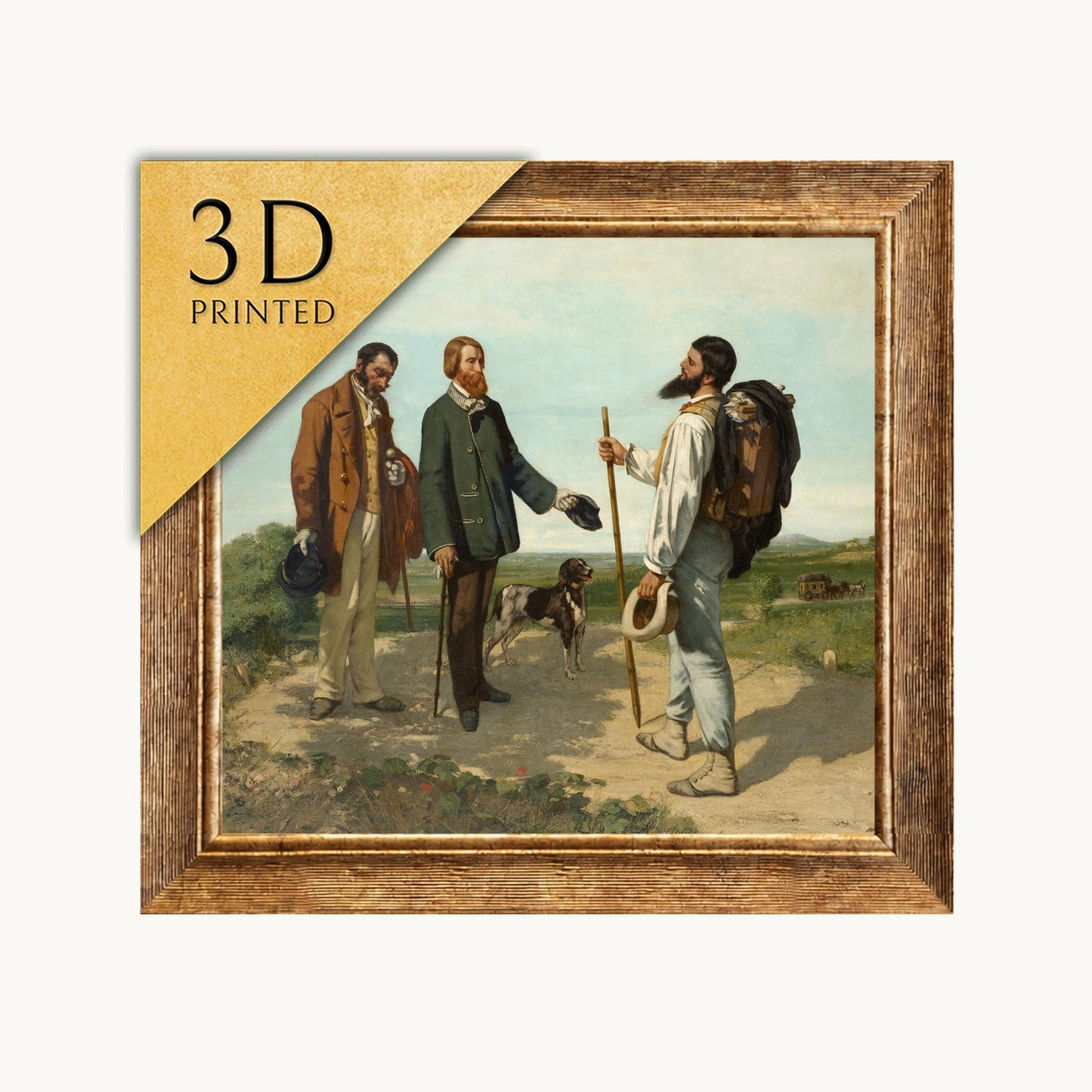 Gustave Courbet Print: Hello Mr Courbet, 3D Textured Oil Painting Reproduction