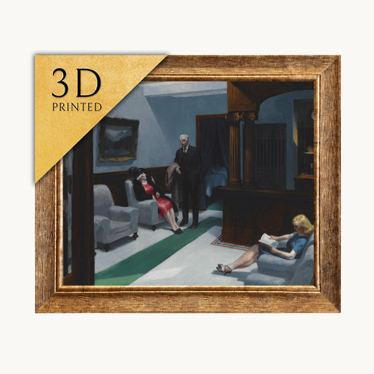 Edward Hopper - Hotel Lobby: 3D Textured Art Print