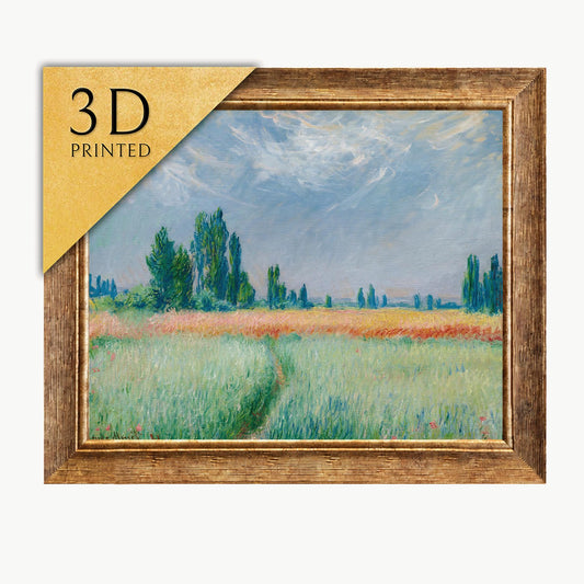 Claude Monet Wheat Field 3D Print: Textured Impressionist Art