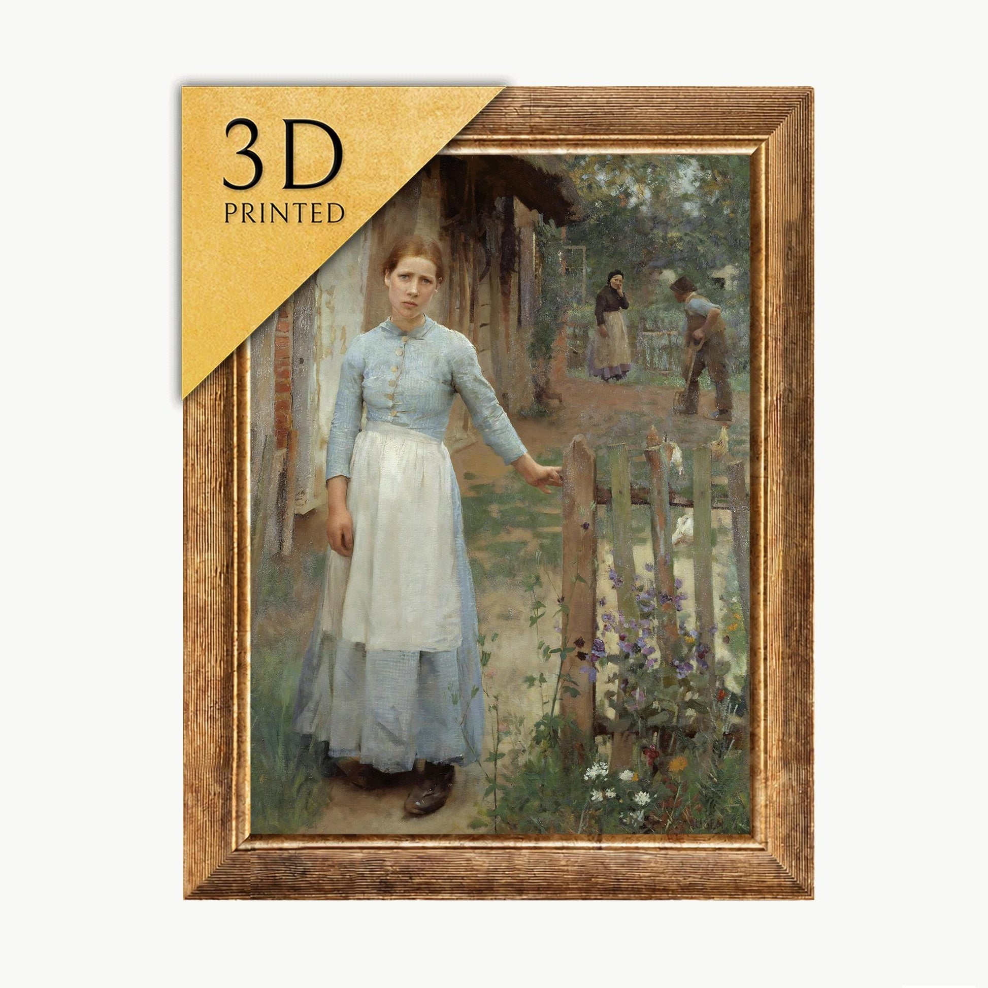 George Clausen Print: The Girl at the Gate, 3D Textured Art