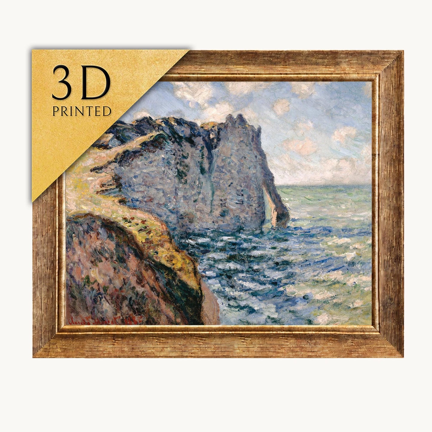 Monet Cliff of Aval Print: Textured 3D Impressionist Painting