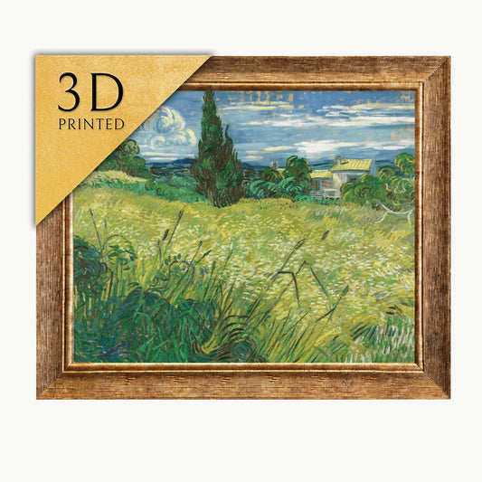 Van Gogh Green Field 3D Print: Textured Brushstrokes Art