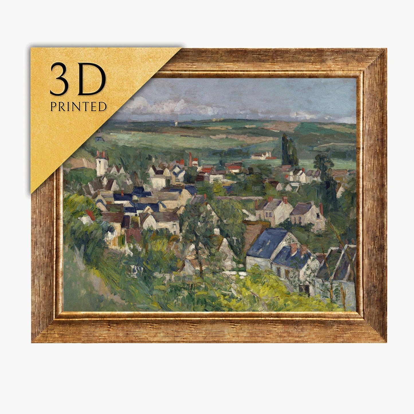 Cezanne Auvers Panoramic View: 3D Textured Art Print