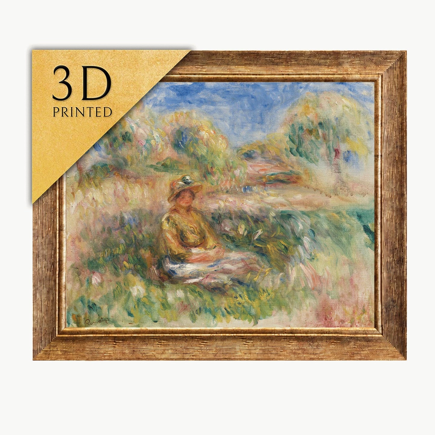 Renoir 'Femme Assise' 3D Print: Textured Impressionist Art