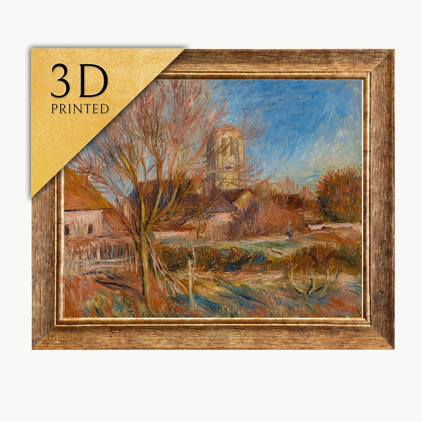 Renoir L’eglise a Essoyes 3D Print: Textured Oil Painting Reproduction