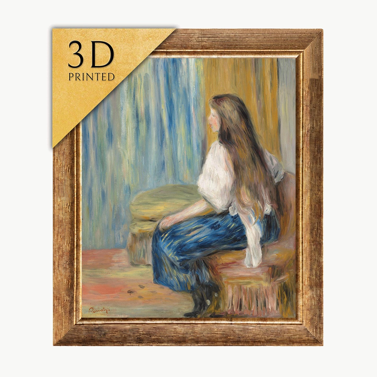 Renoir 'Femme aux longs cheveux' 3D Printed Textured Art