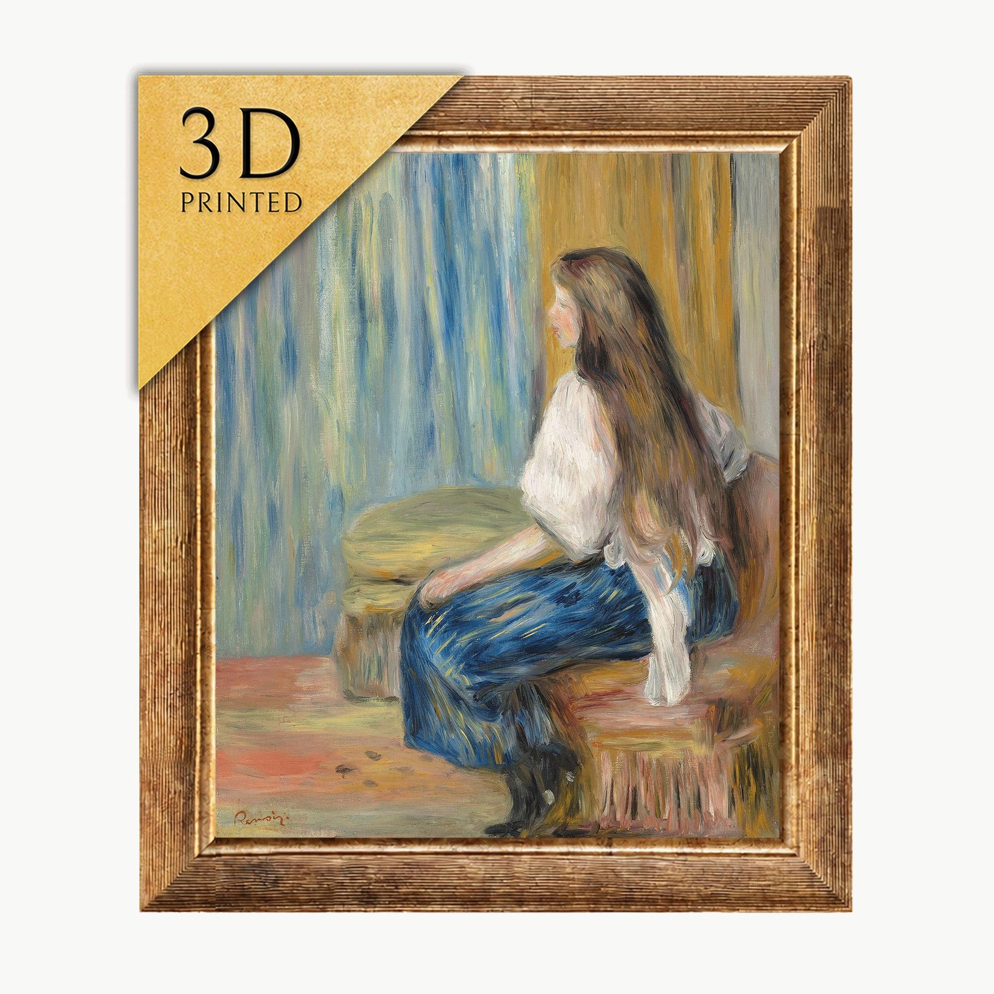 Renoir 'Femme aux longs cheveux' 3D Printed Textured Art