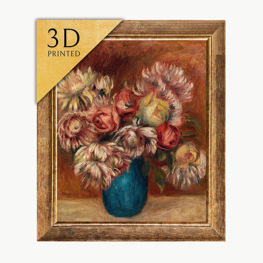 Renoir Flowers in a Green Vase: 3D Textured Print