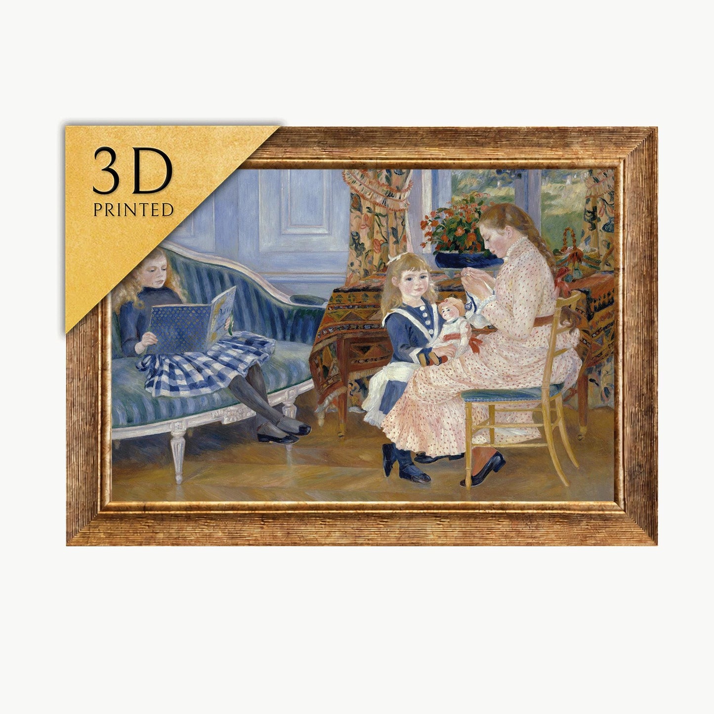 Renoir Children's Afternoon 3D Print: Textured Oil Painting Reproduction