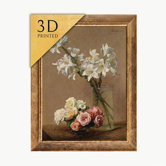 Roses and Lilies by Henri Fantin-Latour: 3D Textured Floral Art