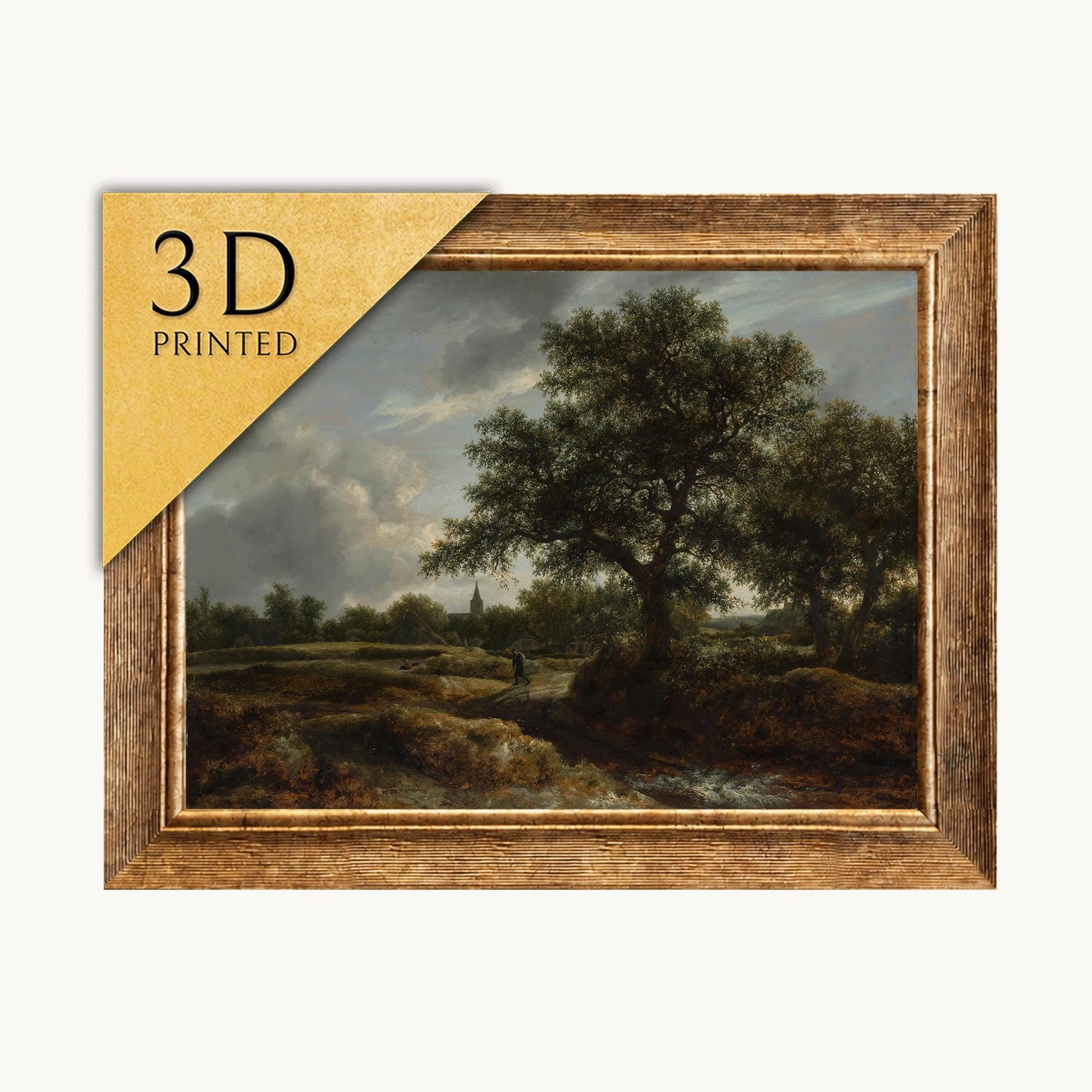 Jacob Van Ruisdael: Village Landscape, 3D Textured Print