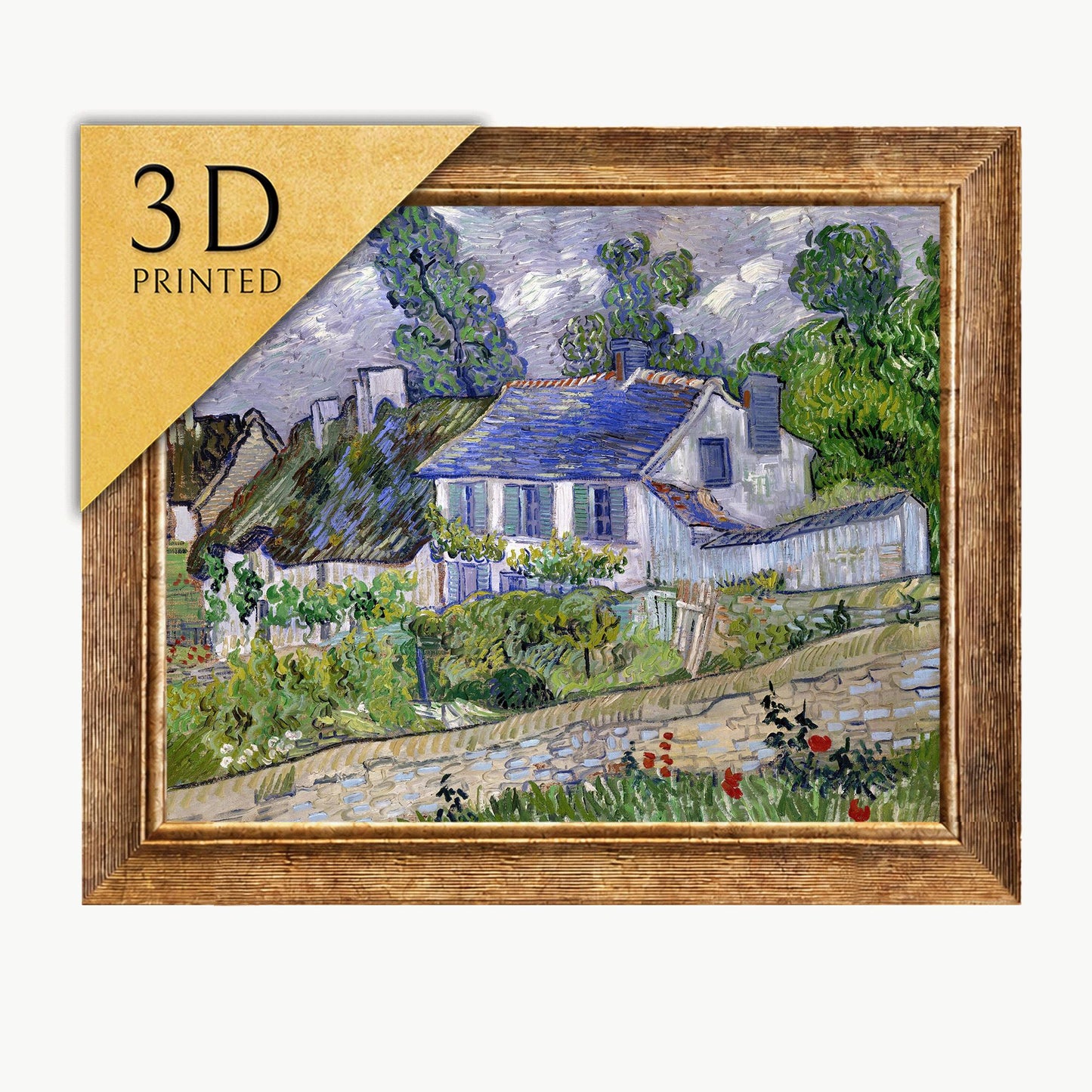 Van Gogh Houses at Auvers: 3D Textured Oil Painting Print