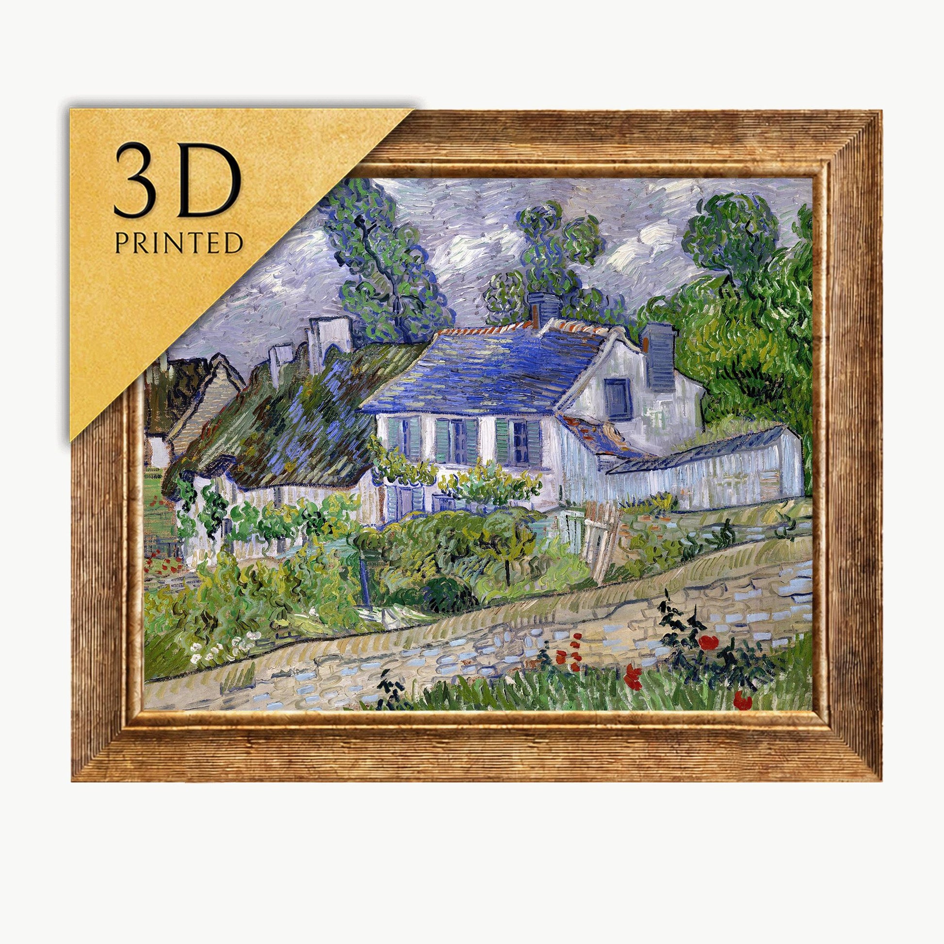 Van Gogh Houses at Auvers: 3D Textured Oil Painting Print