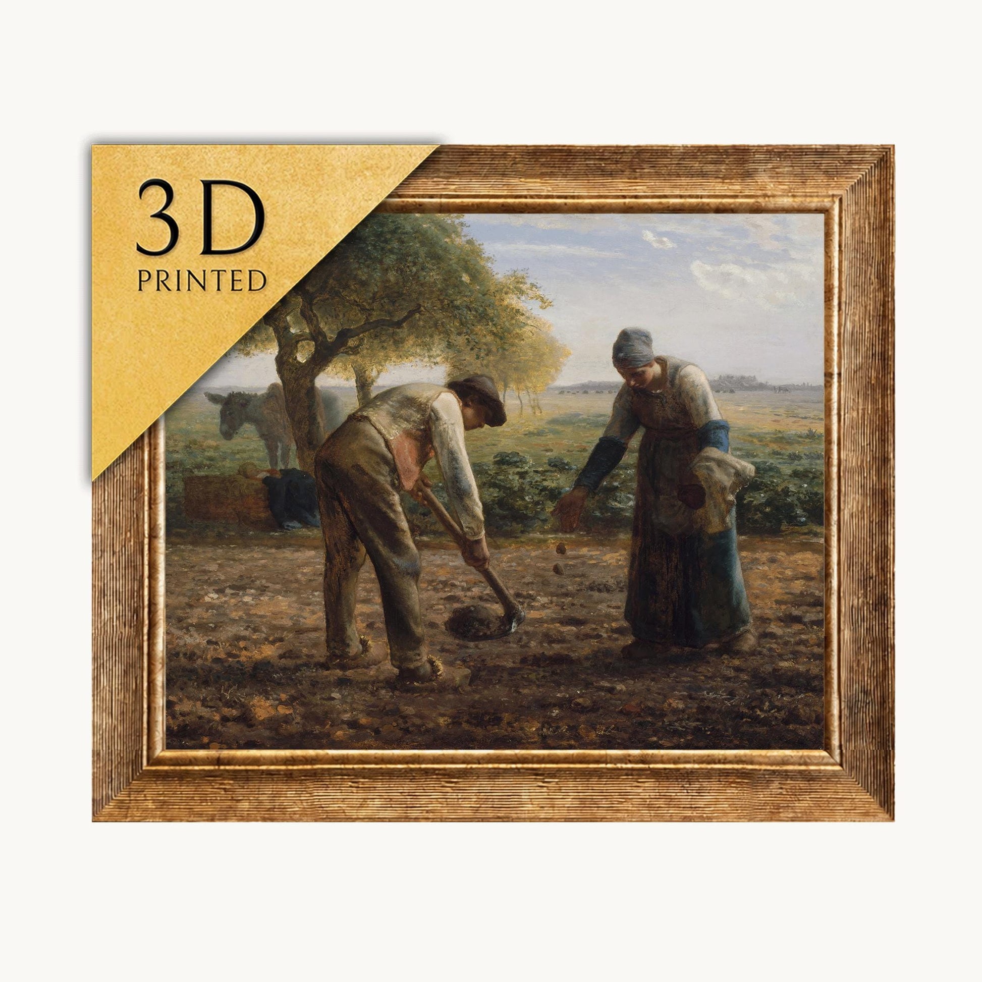 Millet "Potato Planters" 3D Print: Textured Oil Painting Reproduction