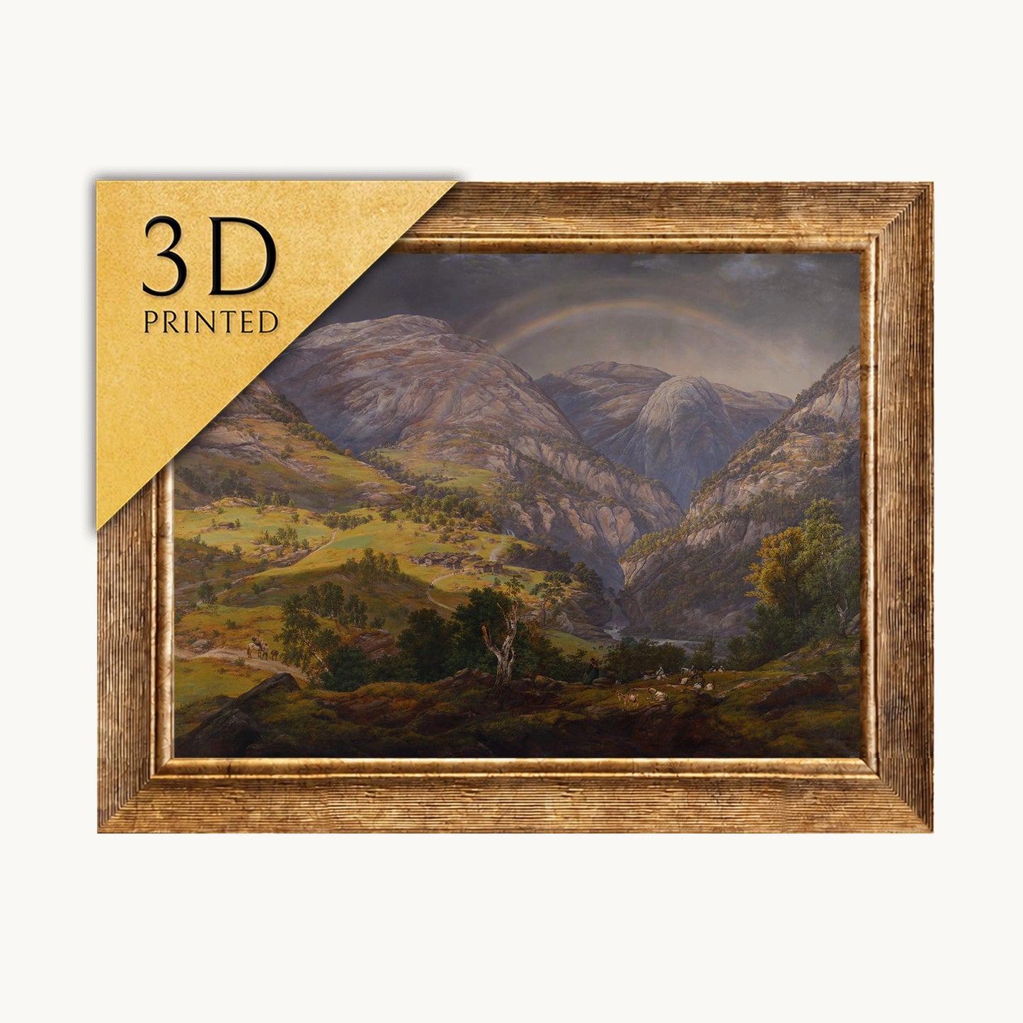 3D Stalheim Valley Print by Johan Christian Dahl: Textured Oil Painting Reproduction