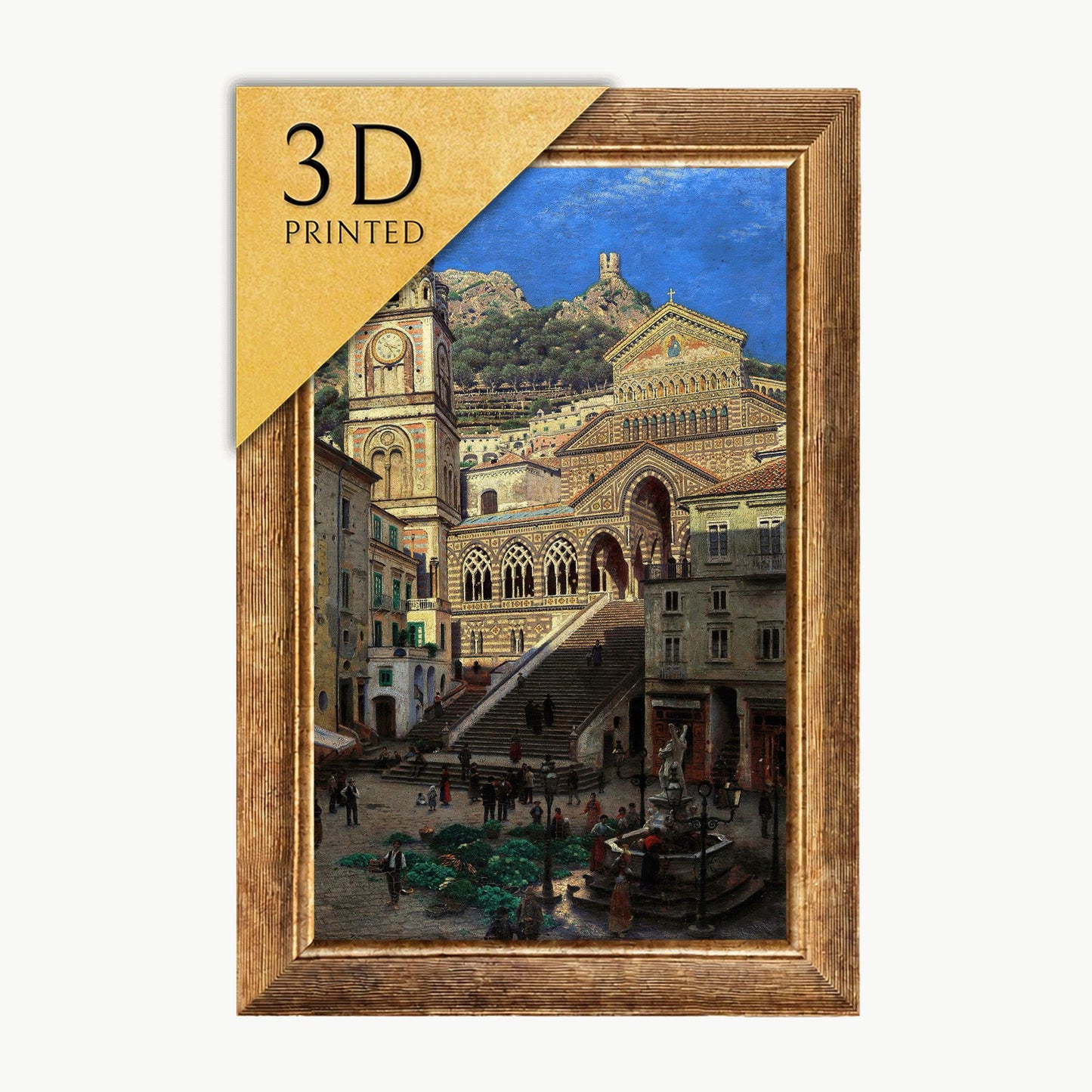 Amalfi Cathedral 3D Print by Gierymski: Textured Oil Painting Reproduction