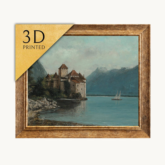 Chillon Castle Lake Geneva 3D Print: Gustave Courbet Textured Painting