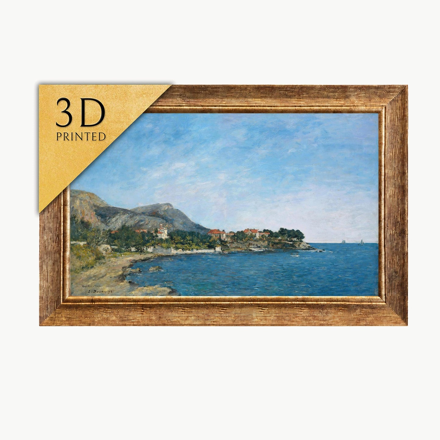 Eugène Boudin Seascape Print: Beaulieu Bay of Fourmis, 3D Textured Art