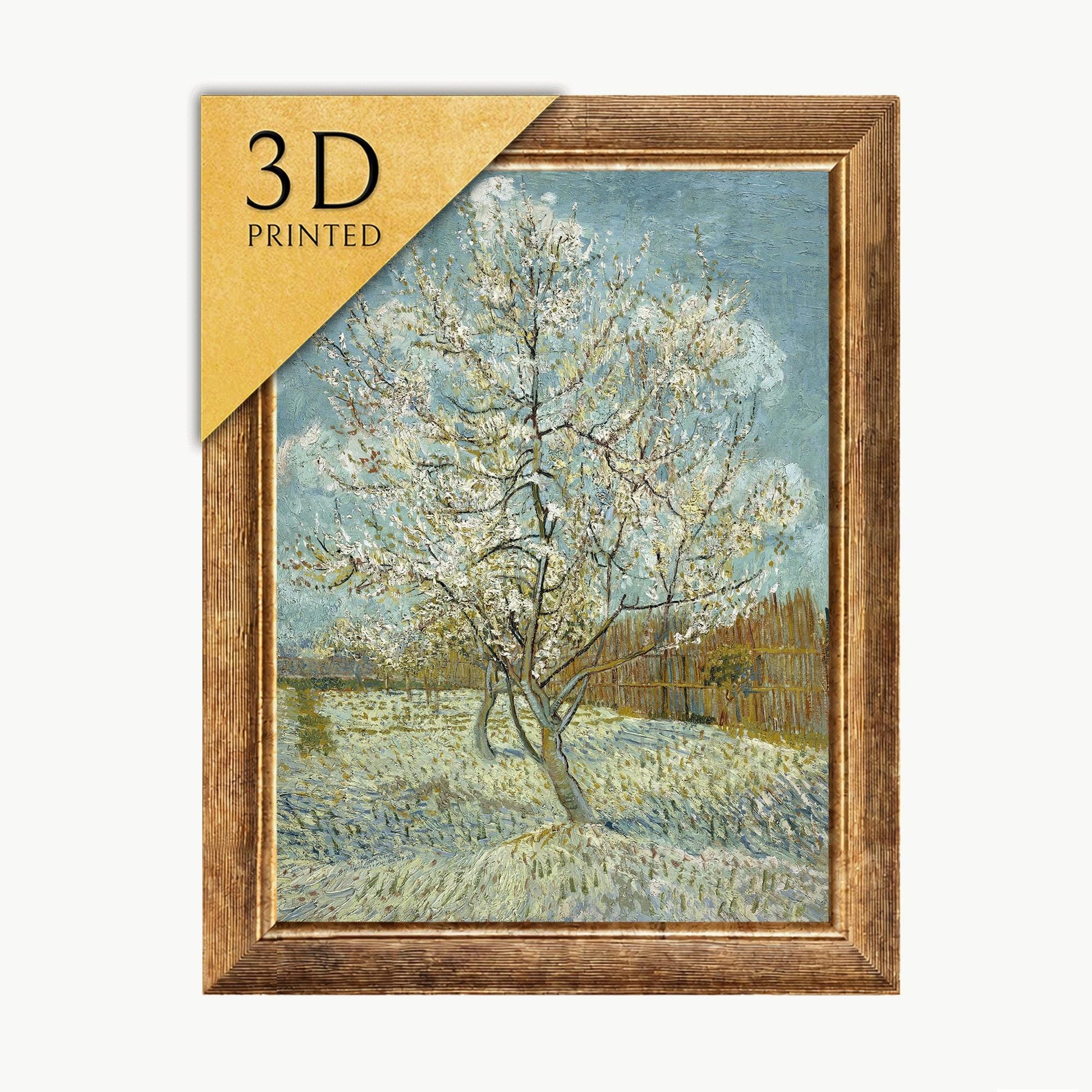 Van Gogh Peach Tree Print: 3D Textured Oil Painting Reproduction