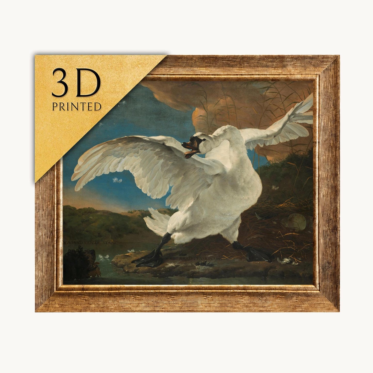 The Threatened Swan 3D Print on Canvas: Jan Asselijn Fine Art Reproduction
