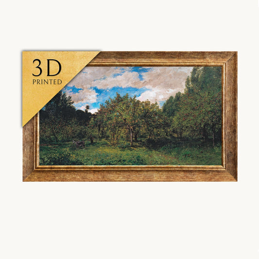 Charles Daubigny French Orchard Print: 3D Textured Oil Painting Reproduction