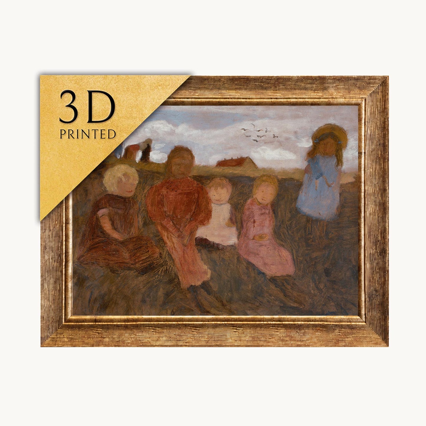 Paula Modersohn Becker Print: Fünf Kinder an einem Hang, 3D Textured Art
