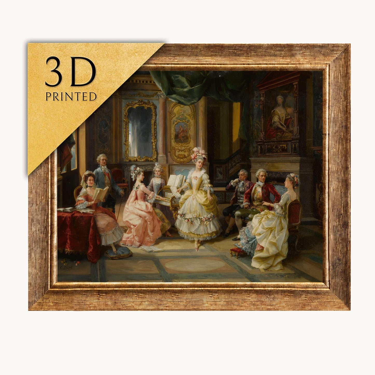 Cesare Auguste Detti - Music in the Parlor - 3D Textured Print