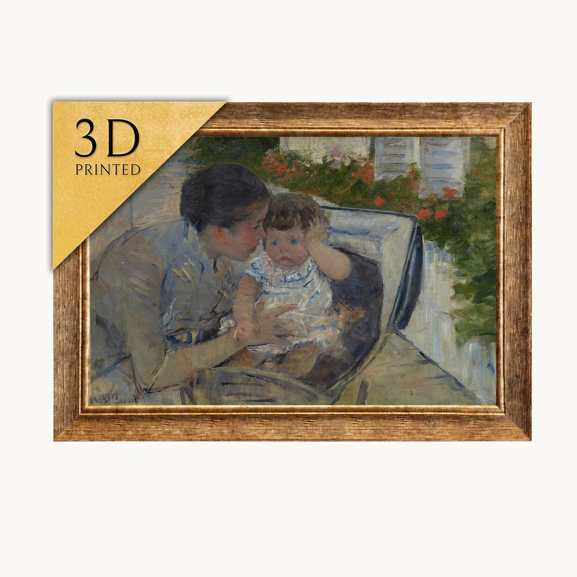 Mary Cassatt Print: Susan Comforting Baby, 3D Textured Art