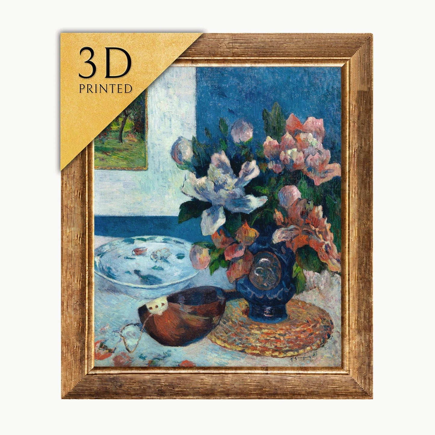 Paul Gauguin Peonies Still Life: 3D Printed Textured Art